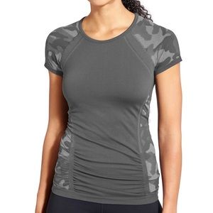 ATHLETA 
Fastest Track Tee, Grey Camo